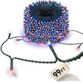 LitHome 4th of July Decorations Outdoor Waterproof, 99FT 300 LED String Lights Outdoor Red White and Blue, 8 Modes String Lights with Timer & Memory for Independence Day Tree Holiday Party