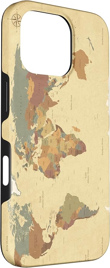 Globe Map Smartphone Cell Cover Gift World Map Pattern Phone Case for iPhone 16 Pro