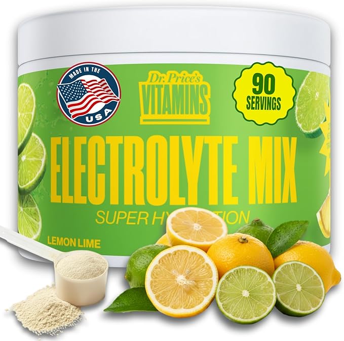 Dr. Price’s Electrolytes Powder Bulk – Lemon Lime, 90 Servings | Sugar Free Hydration Drink Mix with 72+ Trace Minerals, Manganese | Keto Electrolytes | Vegan, Doctor-Formulated, Made in USA