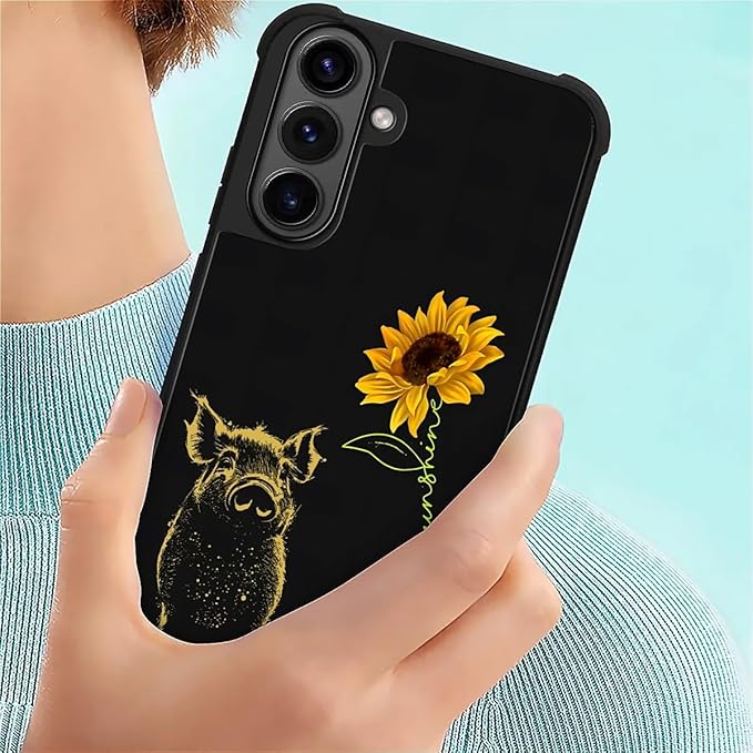 for Samsung Galaxy S26 Case,Graphic Design for Girl Boy Soft Silicone Hard Acrylic Shock Protection Designed for Samsung Galaxy S26 Pig Sunflower Yellow Sunshine Pattern