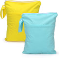 Waterproof Wet Dry Bags with Two Pockets 2-Pack Cloth Diaper Travel Organizer 11x14