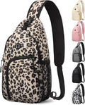 Pritent Crossbody Bags for Women Man Waterproof Sling Bag Backpack Trendy Casual Cross Body Bag with Convertible Shoulder Strap Chest Bag for Camping Hiking Travel Essentials (Leopard, Large )