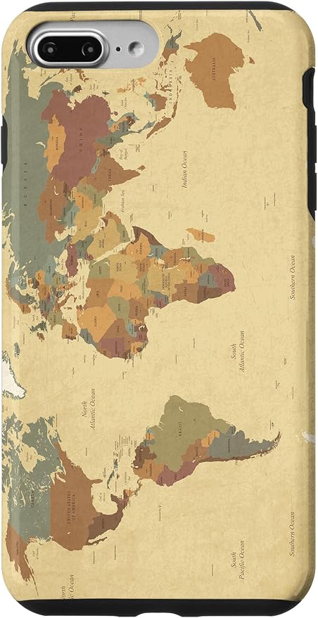 Globe Map Smartphone Cell Cover Gift World Map Pattern Phone Case for iPhone 7 Plus/8 Plus