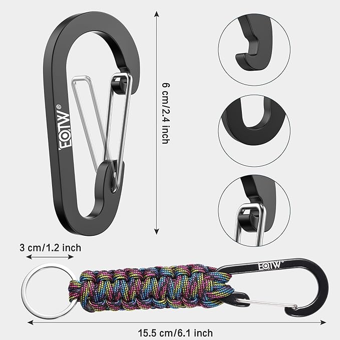 EOTW Paracord Keychain for Men Women Paracord Carabiner Backpack Keychain with Aluminum Clip for Camping Hiking Outdoor Gear