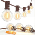 SUNSGNE 25FT Brown Outdoor String Lights, Shatterproof LED Globe String Lights with 25 G40 LED Bulbs, Waterproof Connectable Hanging Light for Backyard Patio Porch Balcony Party Decor, E12 Base