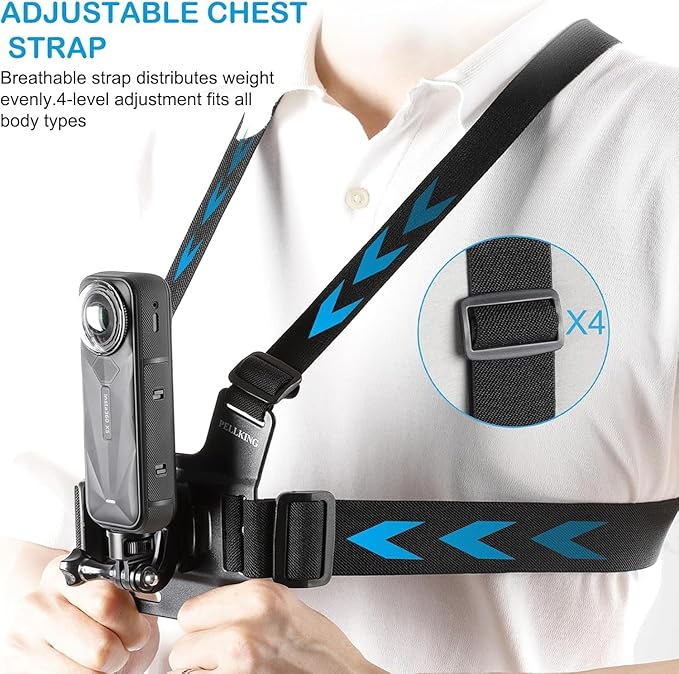 Accessories Kit for Insta360 One X5/X4/X4 Air/X3/X2, One R, X and GoPro Hero 9,New Quick Release Head Strap Mount + Chest Mount Harness + Backpack Strap Clip + 360°Rotating Wrist Strap