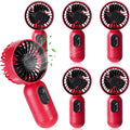 Rossesay 6 Pcs Mini Portable Fan Bulk Cute Handheld Lightweight Small Little Personal Hand Eyelash Fan 3 Speeds USB Rechargeable for Women Men Indoor Outdoor Makeup Travel (Red)