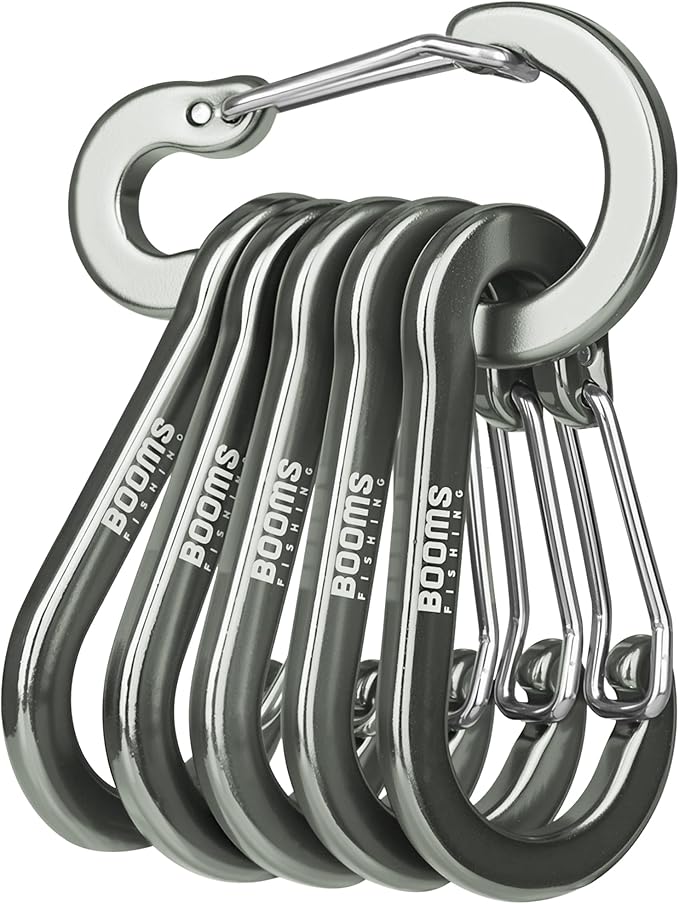 Booms Fishing CC1 Multi-Use Carabiner Clip, 6 Pack Small Caribeener Clips, Mini Keychain Caribeaner Clip 2 inch, Aluminum D Ring Carabiners, Multi-colored