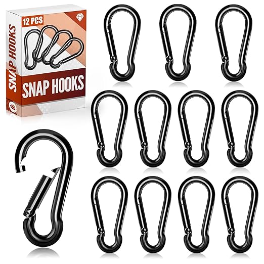 12 Pcs Spring Snap Hooks, 2 Inch Carabiner Clip, Heavy Duty Carabiners Snap Hooks Quick Link for Indoor and Outdoor Activity, Camping, Fishing, Hiking