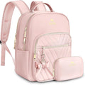 MATEIN Bowknot Cute Backpack Purse, Fashion Mini Shoulder Bag, Waterproof Lightweight Travel Daily Backpack College Handbag for Ladies Women, 2pcs Sets, Pink