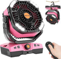 WESTTREE Camping Fan Oscillating Portable Fan 20000mAh Battery Powered Fans Rechargeable Camping Tent essentials Light Hook 270° Pivot USB Desk Outdoor Battery Operated X68 Pink
