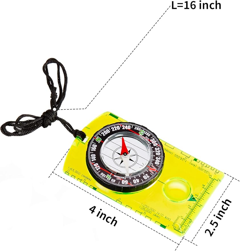 Gejoy 6 Pieces Orienteering Compass Bulk Scout Compass with Declination Magnifier Ruler and Scale Map Reading for Class Gifts Hiking Camping Backpacking Navigation Survival