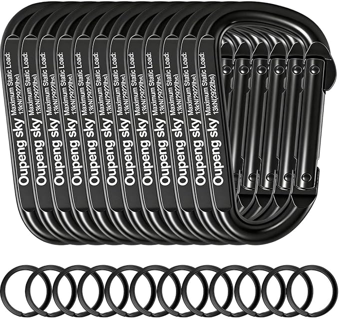 Carabiner Clip - Heavy Duty Carabiners 800lbs-13KN (2922 lbs) Carabeaner D Ring Shape,Key Chain Clip Hook,Keychain Clip,Multipurpose for Camping, Hiking,Backpacking or Other Outdoor Activities.
