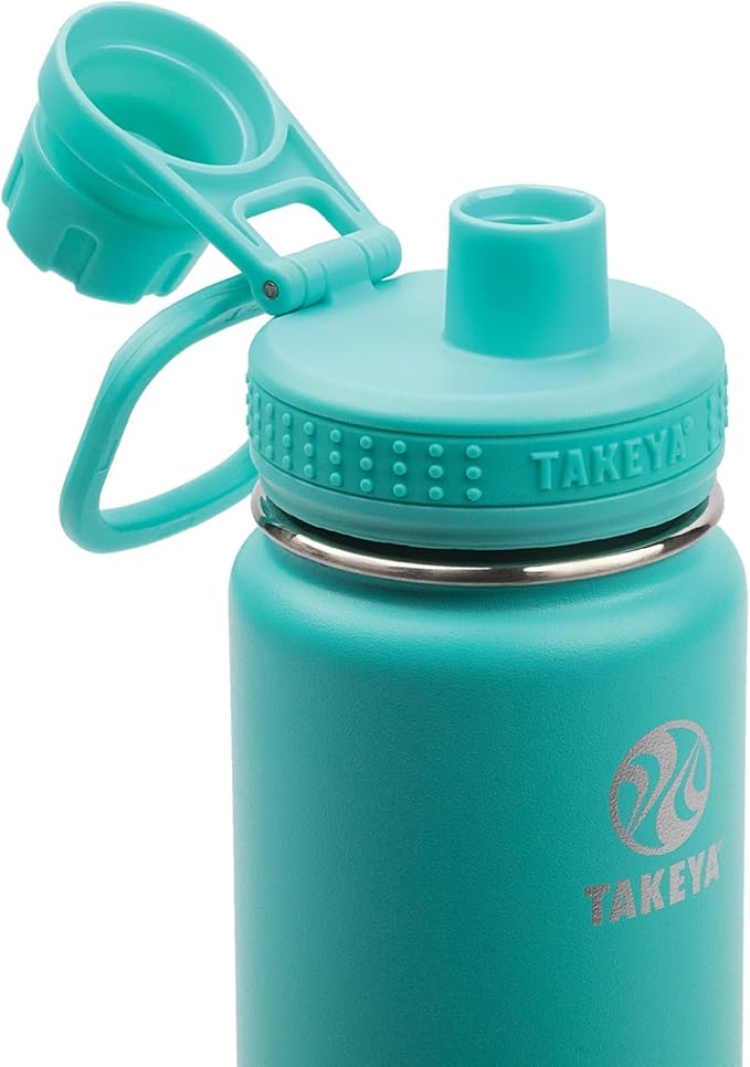 Takeya Actives Stainless Steel Water Bottle, Insulated Spout Lid, Keeps Drinks Cold 24 Hrs, Leakproof, Durable, Dishwasher Safe, Ideal for Gym, Travel, Fits Most Cup Holders, 18 oz/Blush