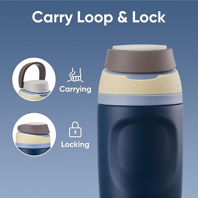 Fijinhom 16 oz Insulated Water Bottle,Stainless Steel Sports Water Bottle with Straw, Double Wall Vacuum Leak Proof, Cold for 24 Hours, BPA Free for Travel, Sport, Outdoor, Dark Blue