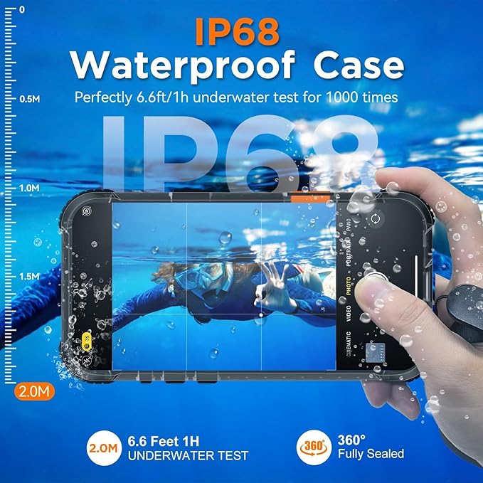 WIFORT for iPhone 17 Pro Waterproof Case, [Fit for Magsafe] with Sapphire Lens & Screen Protector, IP68 Full Body 15FT Military Shockproof, Magnetic Frosted Phone Cover with Lanyard, 6.3" Black