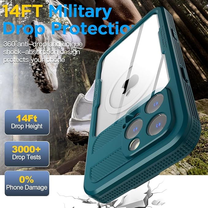 AICase Waterproof Case for iPhone 16 Pro Max(6.9") with MagSafe Support Snowproof,Dustproof/Shockproof,IP68 Certified 360 Full Body Protection Fully Sealed Underwater Cover for iPhone 16 Pro Max