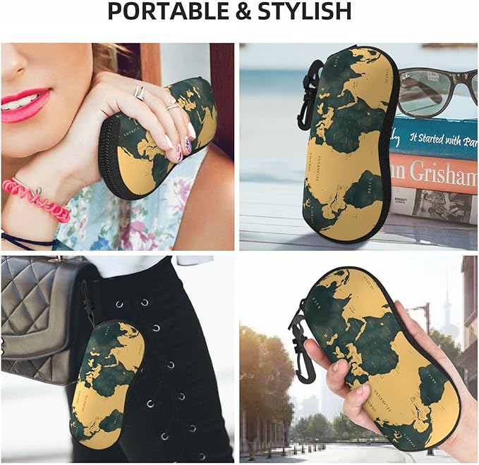 Watercolor Orca Whale Glasses Case Neoprene Portable Zipper Eyeglass Bag With Hook