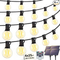 Larkvue 100FT(4x25FT) Solar String Lights Outdoor with Remote, Waterproof Dimmable 3 Modes Patio Light with 40+3 LED G40 Bulbs for Camping Porch-Black