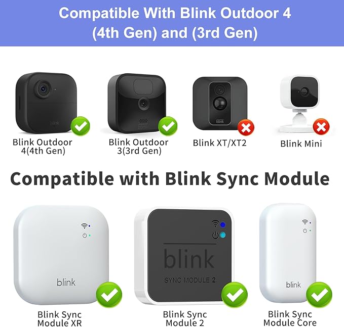 Wall Mount for Blink Outdoor 4 (4th Gen) and Outdoor (3rd Gen), 4 Pack Weatherproof Protective Housing and 360 Degree Adjustable Mounting with Blink Sync Module Mount (Camera Not Included, Black)