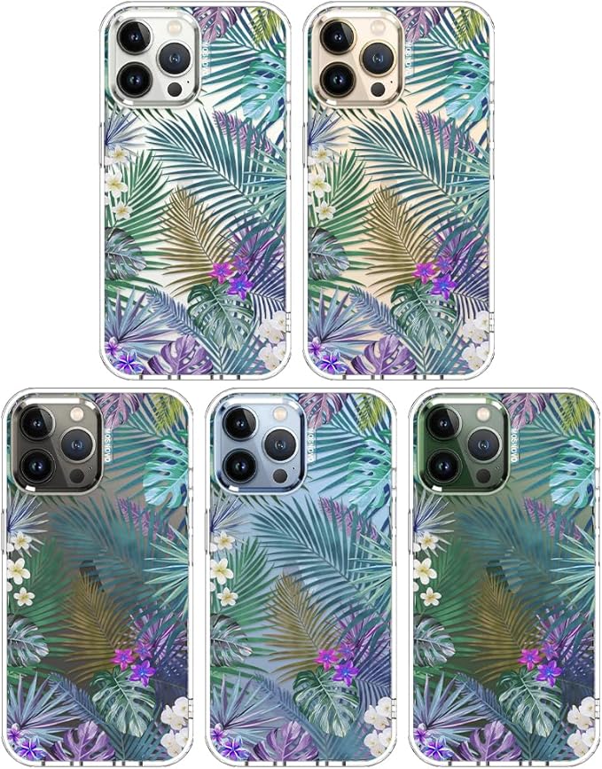MOSNOVO for iPhone 13 Pro Max Case, [Buffertech 6.6 ft Drop Impact] [Anti Peel Off] Clear Shockproof TPU Protective Bumper Phone Cases Cover with Tropical Rainforests Design for iPhone 13 Pro Max