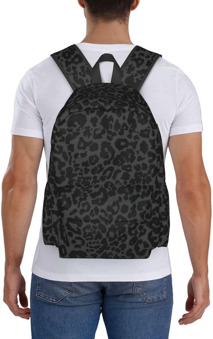cfpolar 17 Inch Backpack Dark Gray Cheetah Leopard Print Laptop Bag Shoulder Bag School Bookbag Casual Daypack For Boys Girls