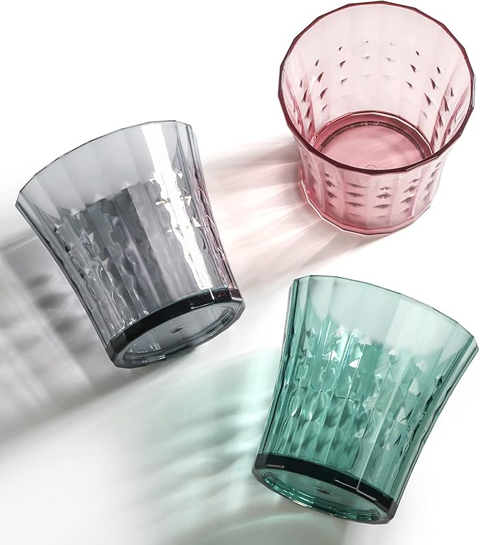 AVLA 12 Pack Plastic Water Tumblers, 10 OZ Unbreakable Acrylic Drinking Glasses, Transparent Reusable Juice Wine Cup, BPA-free Small Stackable Kids Drinkware for Home, Picnic, Party, Dishwasher Safe