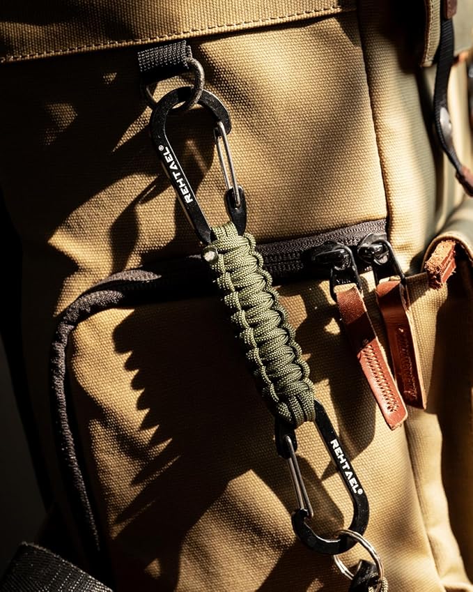 Paracord Braided Carabiner Keychain Lanyard Strap, Hanger Stroller Hook w/2 Carabiner Clips for Water Bottle Backpack