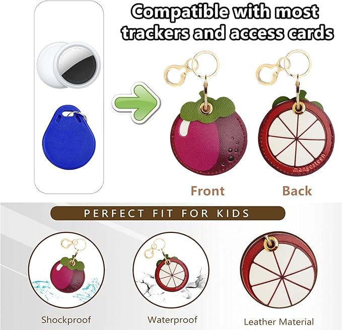 Leather Keychain Holder Case Compatible with AirTag,Cute air tag Cover with Keychain Ring,GPS Tracker Case for Keys