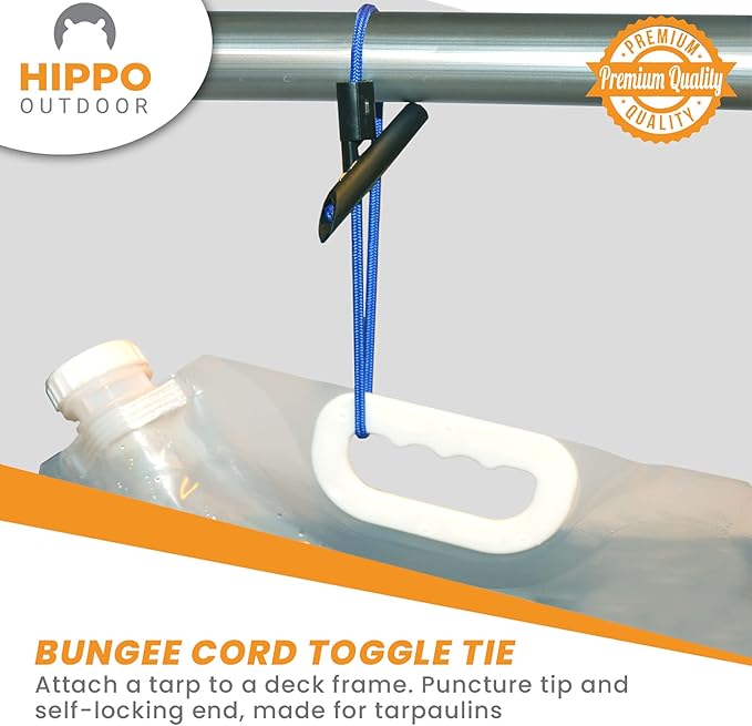 Bungee Cord with Toggle tie - Flex for Tarpaulins Canopies, Flex tie Down, Heavy Duty Elastic, Chock Absorber for tarps, 12 inch, 10-Pack (6620)