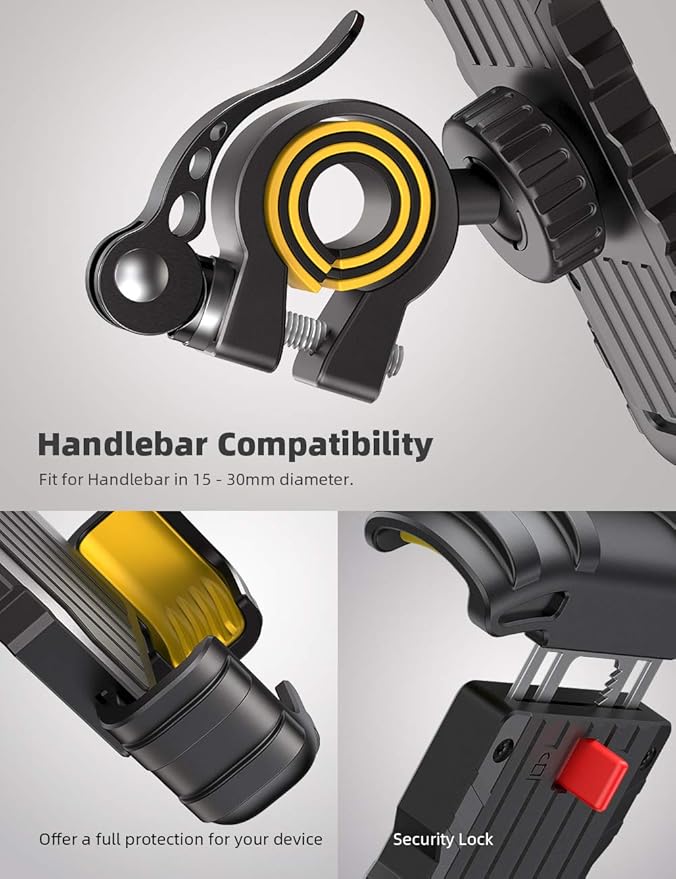 Lamicall Bike Phone Holder, Motorcycle Phone Holder – 360° Handlebar Mount with Rotation for iPhone 17 16 15 14 13 12 Pro Max Plus Mini XS XR X 8, Samsung, Huawei, 4.7-6.8 Inch Smartphones – Yellow