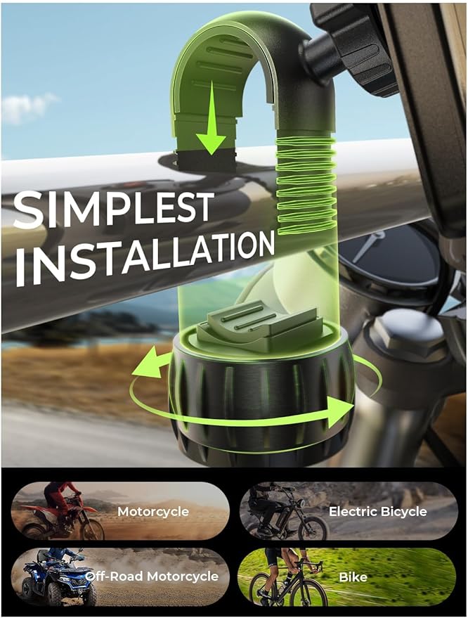 LISEN Ebike Phone Holder Mount [Super Easy Install] Bike Cell Phone Holder Handlebars fit Adults Kids, [Ultra Stable] Ebike Accessories Kit Gear Compatible with iPhone Samsung Pixe Orange