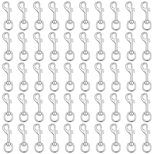 Kifmurase 50 Pcs Swivel Snap Hooks for Dog Leash, Heavy Duty 2.68 Inch Flag Clasp Single Ended Swivel Clip, Multipurpose Bolt Snap for Keychain Camera Trap Linking Pet Leash (Classic Style)