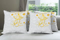 Ambesonne Daffodil Throw Pillow Cushion Case Pack of 4, Daffodils on Ornate Background Floral Repeating Swirling Curves Spring Pattern, Modern Accent Double-Sided Digital Printing, 18", Grey Yellow