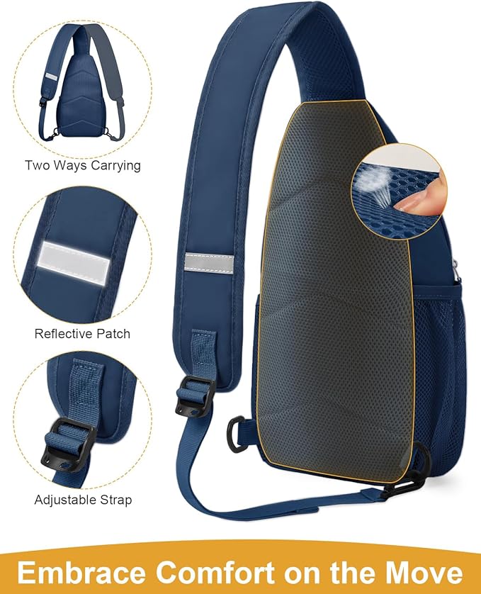 Pritent Crossbody Bags for Women Man Waterproof Sling Bag Backpack Trendy Casual Cross Body Bag with Convertible Shoulder Strap Chest Bag for Camping Hiking Travel Essentials (Teal blue, Medium)
