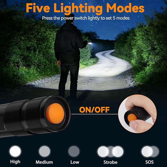 BESTSUN LED Flashlight 2 Pack, High Lumens Small Tactical Flashlights with 5 Modes, Waterproof Zoomable Mini Flash Light for Camping Hiking Emergency Home