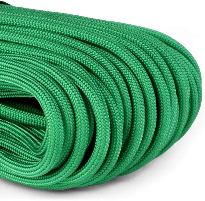 Atwood Rope MFG 550 Paracord 100 Feet 7-Strand Core Nylon Parachute Cord Outside Survival Gear Made in USA | Lanyards, Bracelets, Handle Wraps, Keychain (Green)