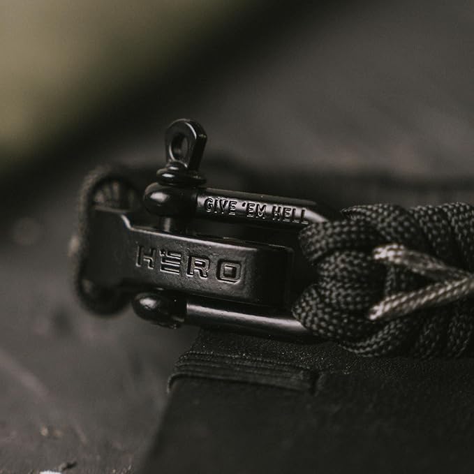 Hero Company Never Forgotten Paracord Bracelet - Tactical Survival Bracelet for Men with Bronze USA Flag - Helps Pair Military Veterans with a Companion Dog