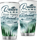Funny Retirement Tumbler 2025 for Men Women, Quitter I Mean Happy Retirement 20oz Stainless Steel Cup, Insulated Travel Mug Gift for Coworker Boss Dad Mom Friend Use