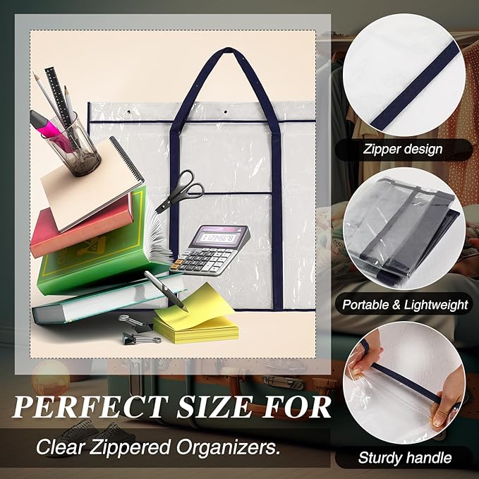 Windyun 2 Pack Large Poster Storage Bag 48" x 36" Bulletin Board Holder Art Portfolio Case PVC Art Portfolio Container Storage Box with Pocket for Classroom Teacher Organization(Blue)