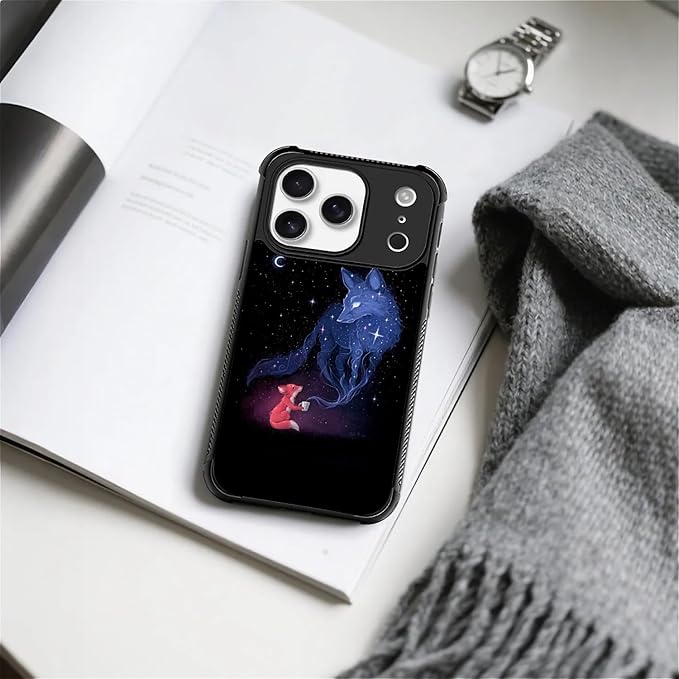 for iPhone 17 Pro Case,for MagSafe Graphic Design for Girl Boy Soft Silicone Hard Acrylic Shock Protection Designed for iPhone 17 Pro Galaxy Fox Wolf Pattern