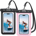 Lamicall 2Packs Waterproof Beach Bags, Vacation Essentials for Wemen Men, Cruise Essentials 2025 2026, Travel Beach Sandproof Ship Accessories, Pink Accessories, Pink&Black