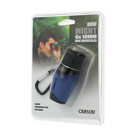 Carson MiniMight 6x18mm Pocket Monocular with Carabiner Clip, Blue (MM-618CB)