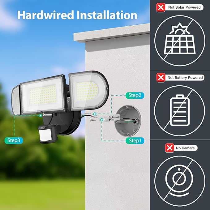 iMaihom 180W 18000LM Motion Sensor Outdoor Light with Remote, Dusk to Dawn LED Security Flood Light, 6500K Hardwired Wall Light, 3 Modes, 3 Brightness Levels, IP65 for Garage Yard Black