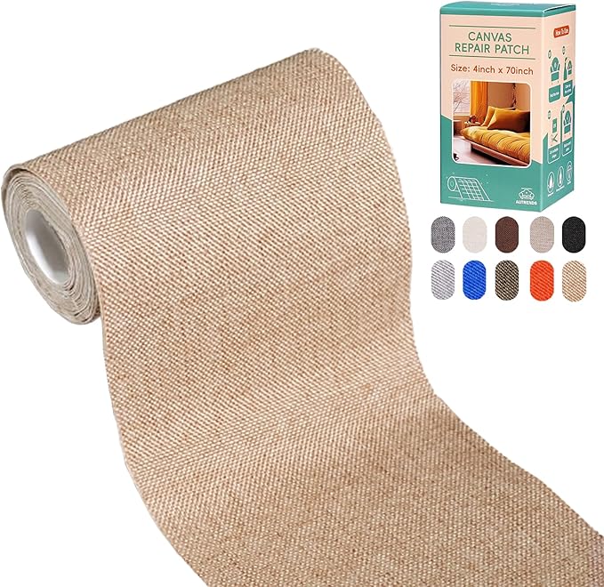 Canvas Repair Tape,Fabric Repair Patch,4×70 Inches,Outdoor Gear Patch, Waterproof,Self-Adhesive for Repairing Boat Covers,Tents,Sofas,Patio Umbrellas,Lounge Chairs,Awnings