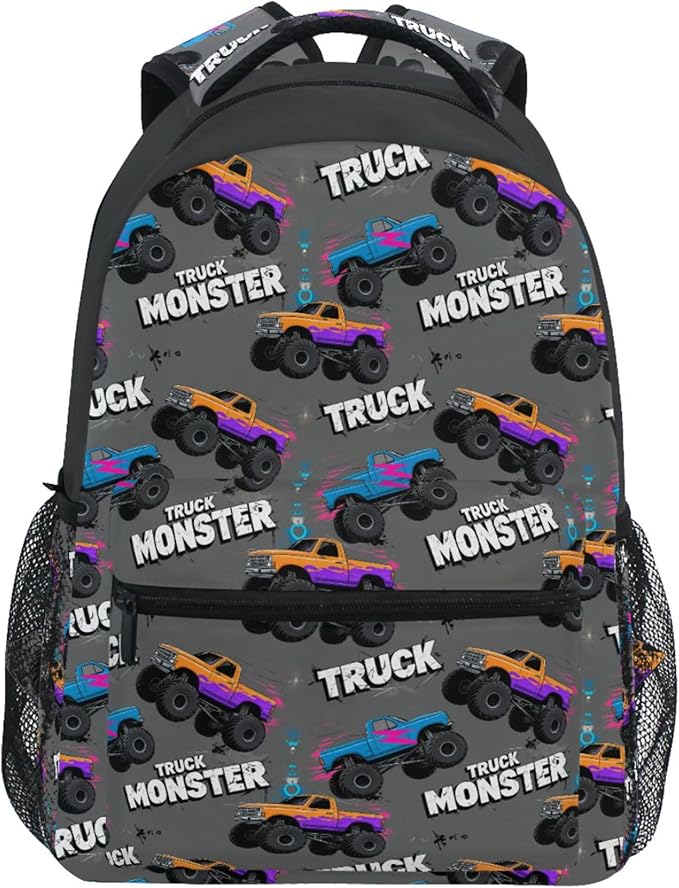 Wamika Monster Truck Boys Backpack Racing Cars School Backpacks Kids Girls Preschool Book Bag