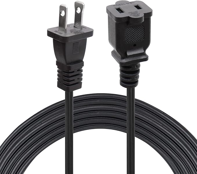 Long 2 Prong Extension Power Cord 16.5FT, Polarized Plug Flexible Power Cable, US Male/Female Power Cable for NEMA 5-15P to NEMA 5-15R, UL Listed Perfect for Home, Office or Christmas Lights
