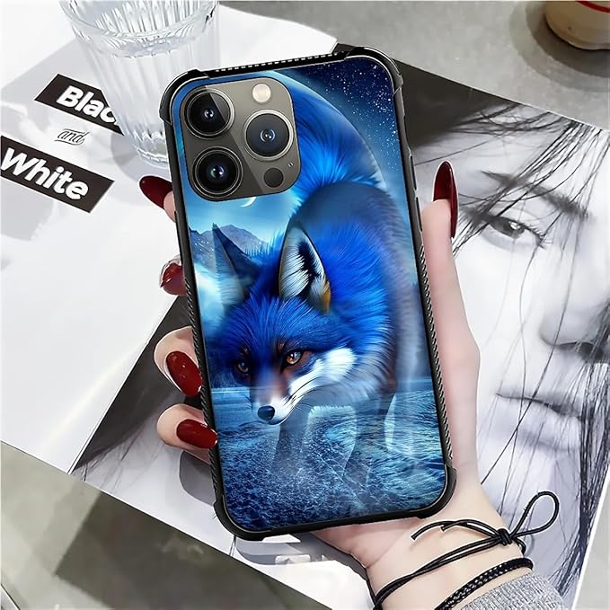 for iPhone 12 Pro Max Case, Snowy Mountain Fox Lake Pattern Graphic Design Girl Boy Soft Silicone Hard Acrylic Shock Protection for iPhone 12 Pro Max