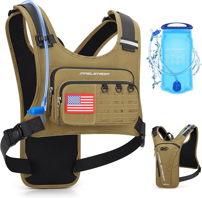 Maelstrom Running Vest, Detachable Hydration Backpack for Men Women with 2L Water Bladder & Chest Pack, Breathable Hiking Water Backpack for Cycling, Climbing, Marathon