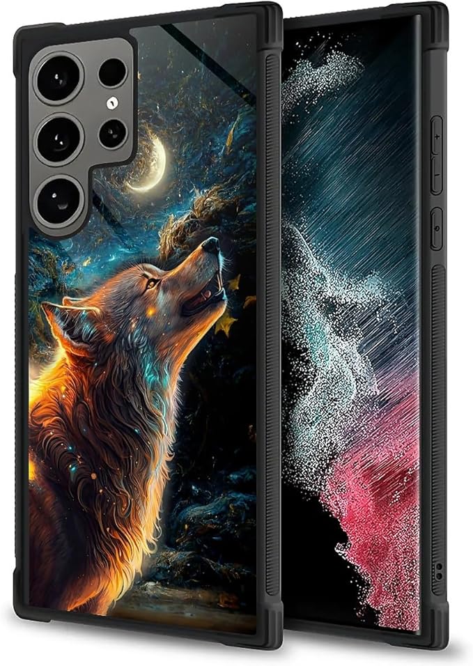 for Samsung Galaxy S24 Ultra Case, Star Cave Hungry Wolf Pattern Graphic Design Girl Boy Soft Silicone Hard Acrylic Shock Protection for Samsung Galaxy S24 Ultra
